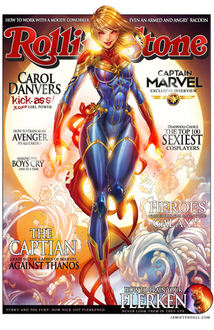 Captain Marvel Rolling Stone Print